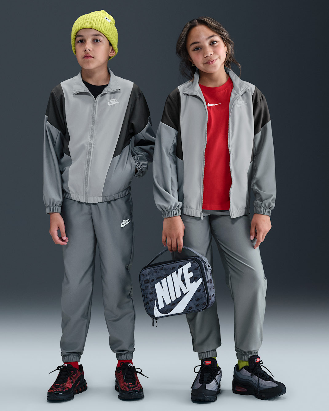Nike Sportswear Big Kids' Woven Tracksuit - Smoke Grey/Light Smoke Grey/Anthracite/White