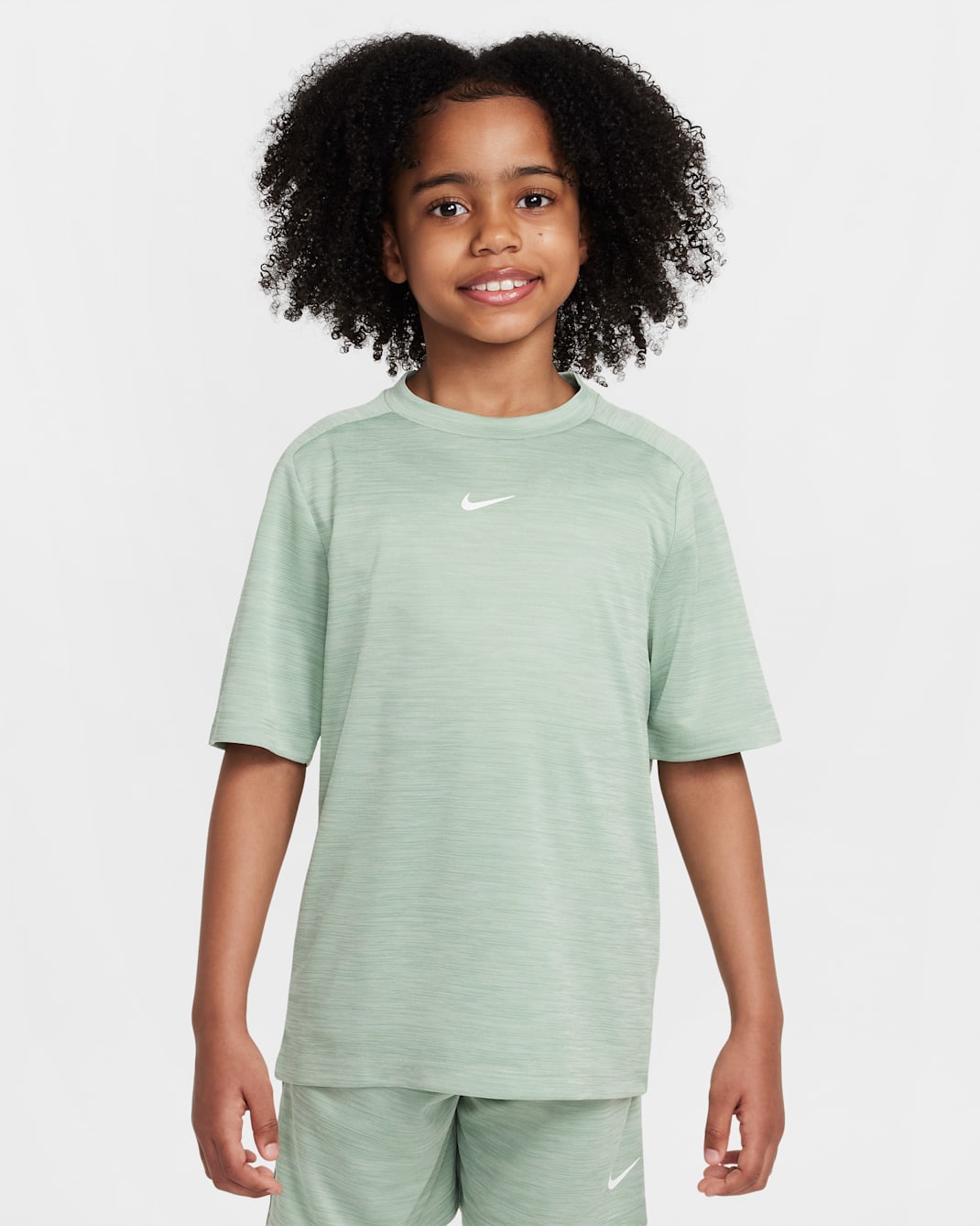 Nike Multi Older Kids' Dri-FIT Short-Sleeve Top - Steam/Light Silver/White