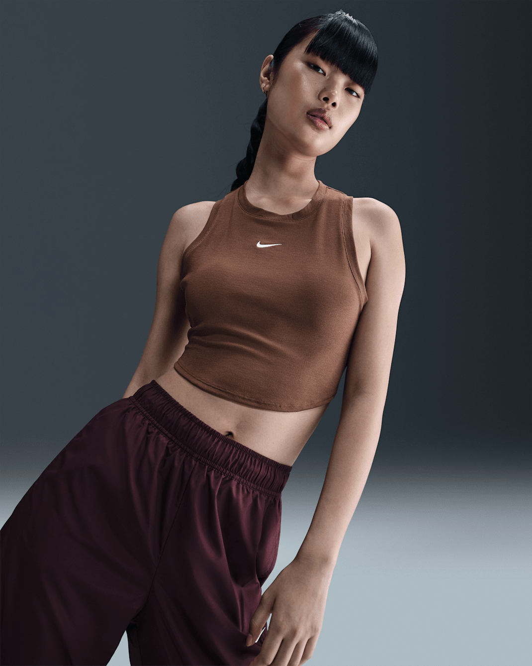 Nike Sportswear Chill Knit Women's Tight Cropped Mini-Rib Tank Top - Fauna Brown/Sail