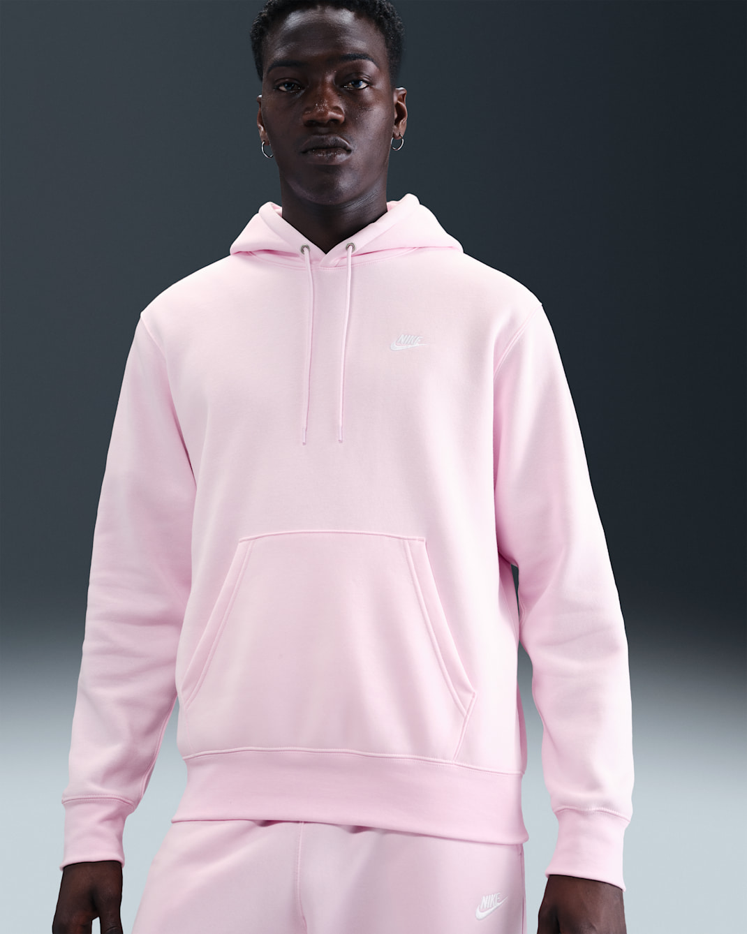 Sweat à capuche en Fleece Nike Club pour homme - Pink Foam/Pink Foam/Blanc