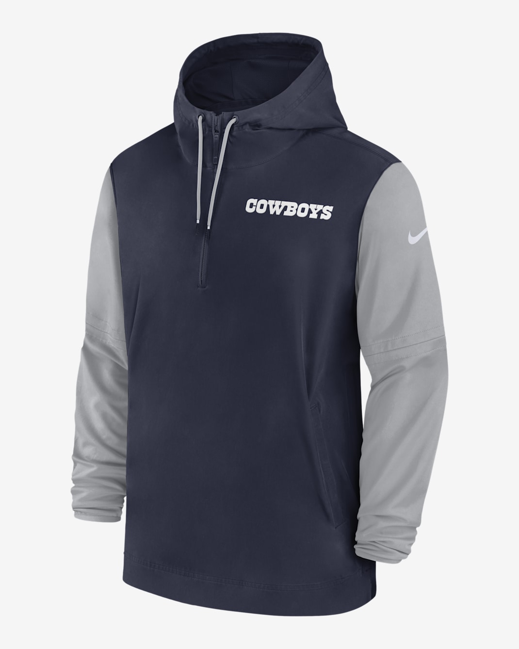 Chamarra de la NFL Nike con gorro de medio cierre para hombre Dallas Cowboys Sideline Pre-Game Player - Azul marino