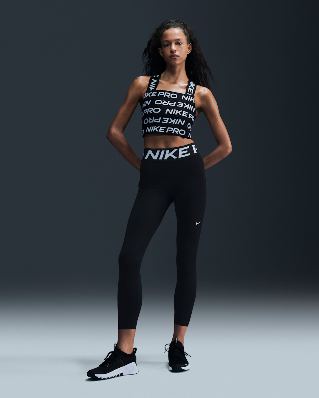 Nike Pro Sculpt Women's High-Waisted 7/8 Leggings with Pockets - Black/White