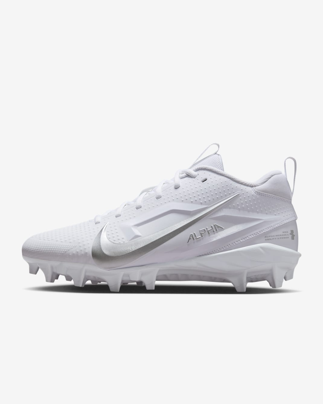 Nike Alpha Menace 4 Varsity Football Cleats - White/Metallic Silver