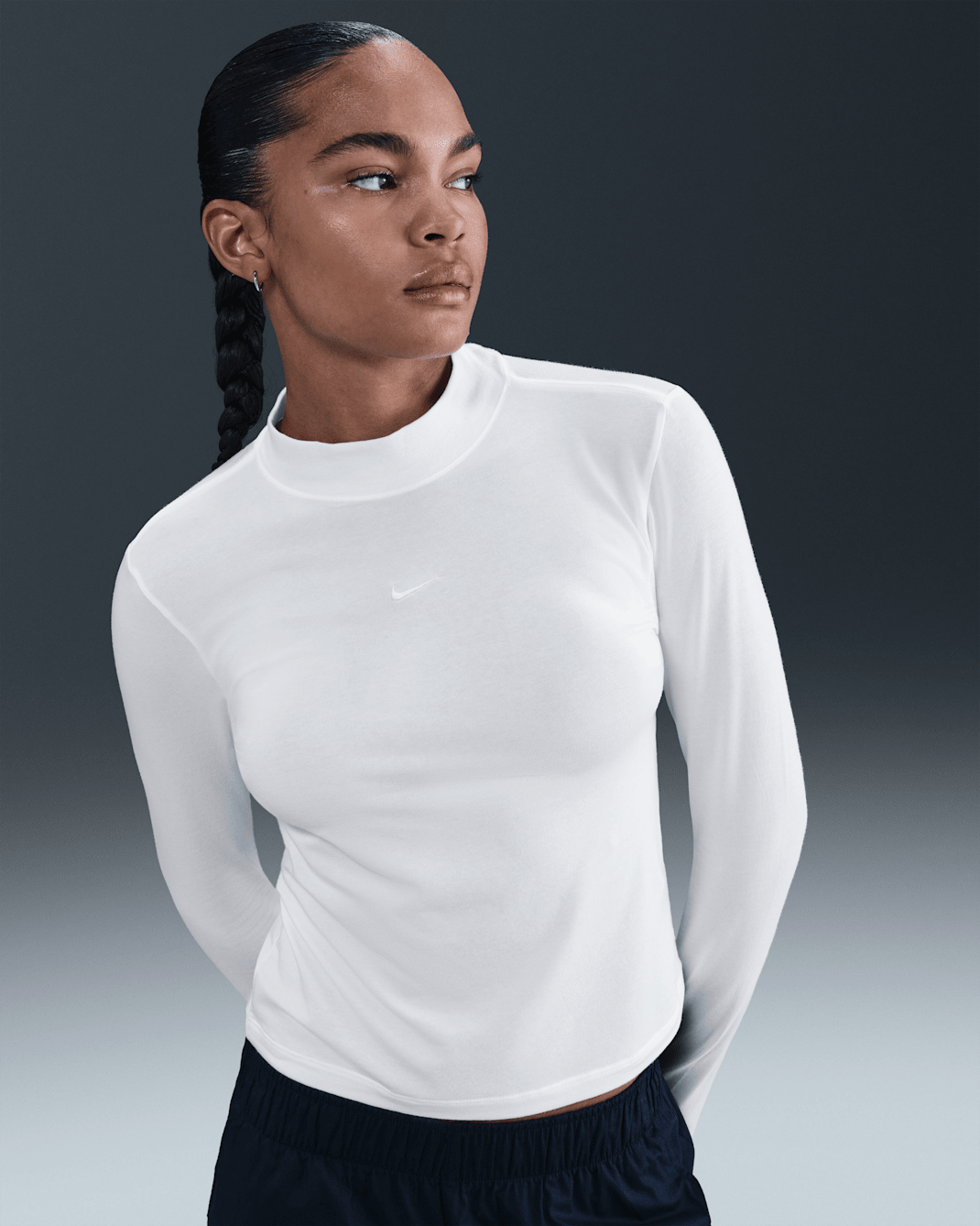 Playera de manga larga slim con cuello alto para mujer Nike Sportswear Chill Knit - Blanco