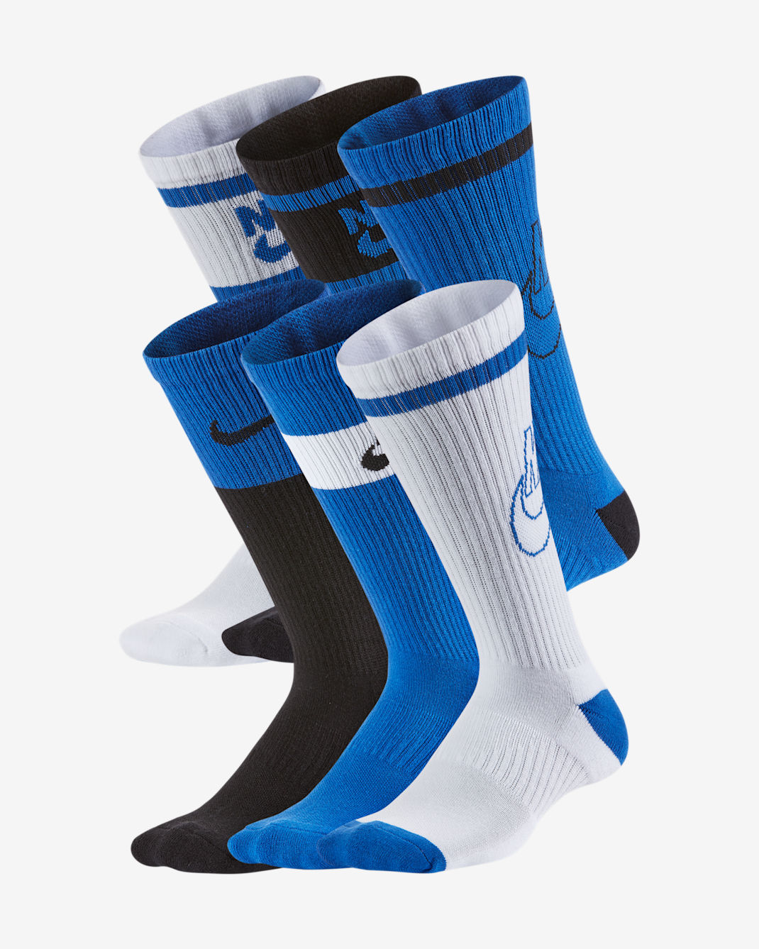 Nike Everyday Kids' Cushioned Crew Socks (6 Pairs) - Multi-Color