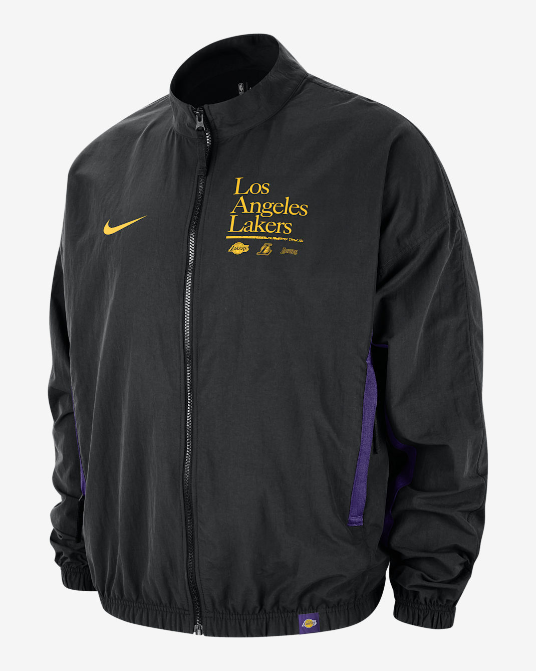 Los Angeles Lakers DNA Courtside Men's Nike NBA Woven Graphic Jacket - Black/Field Purple/Amarillo