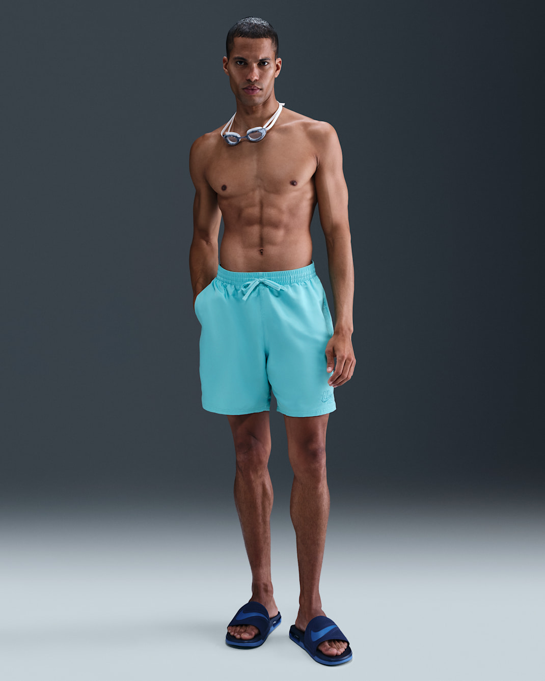 Shorts de vóleibol de 18 cm para hombre Nike Swim Essential Logo Lap - Turquesa desteñido/Blanco