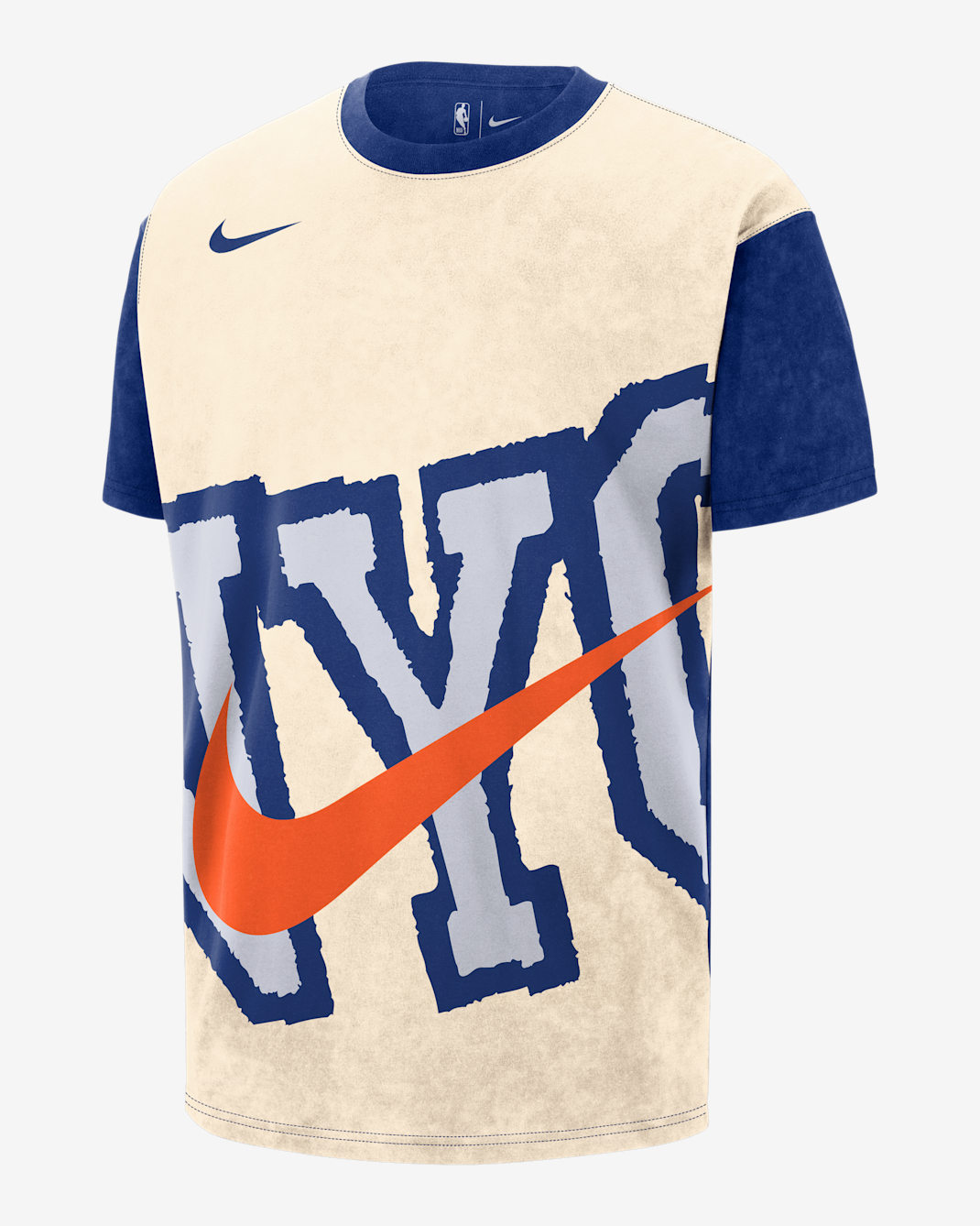 New York Knicks Essential City Edition Men's Nike NBA Max90 T-Shirt - Natural/Rush Blue