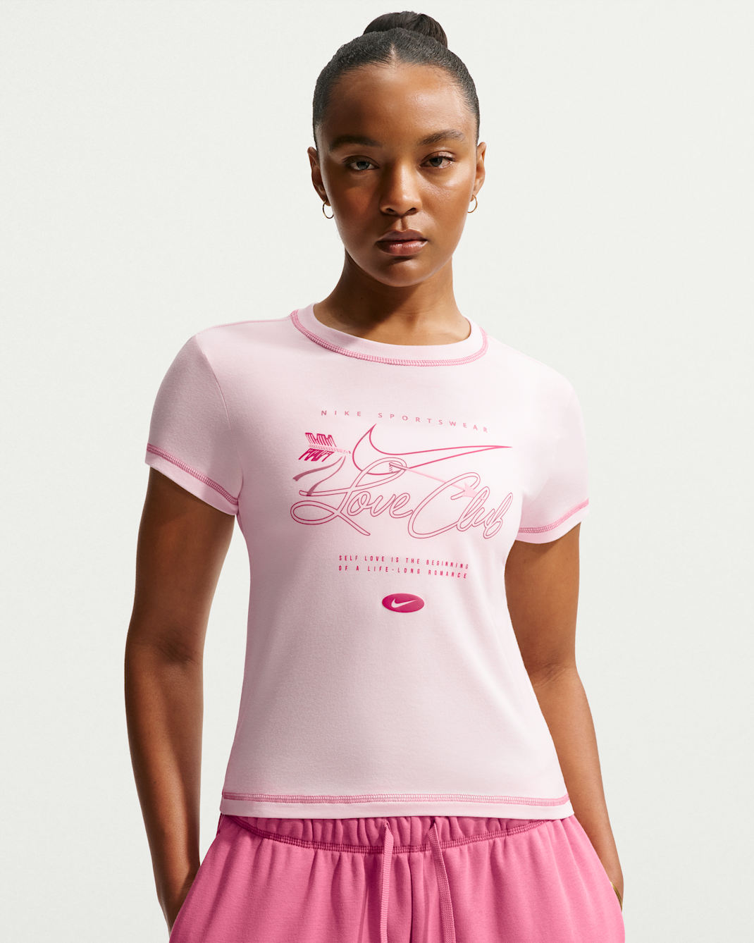 Nike Sportswear Chill Knit Women's Slim Short-Sleeved Cropped T-Shirt - Pearl Pink/Peony