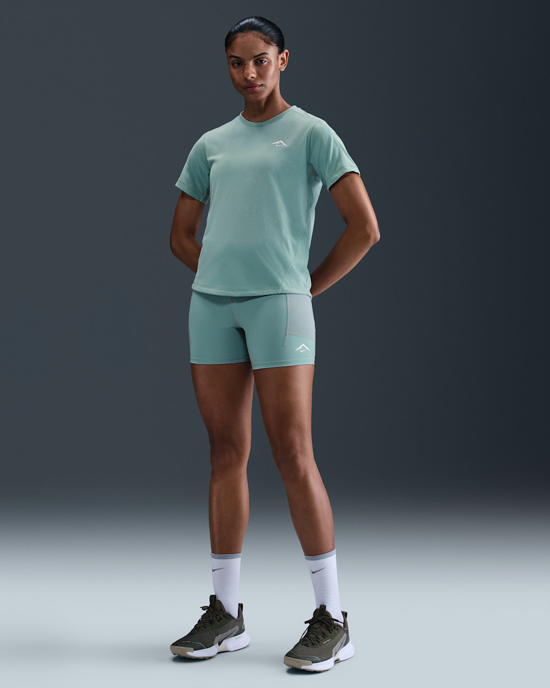 Nike Trail Women's Dri-FIT High-Waisted 4" Tight Running Shorts - Cannon/Summit White
