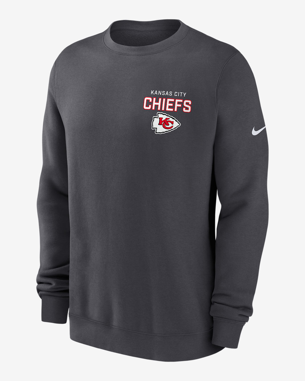 Sudadera de cuello redondo sin cierre Nike de la NFL para hombre Kansas City Chiefs Draw Block Club - Antracita