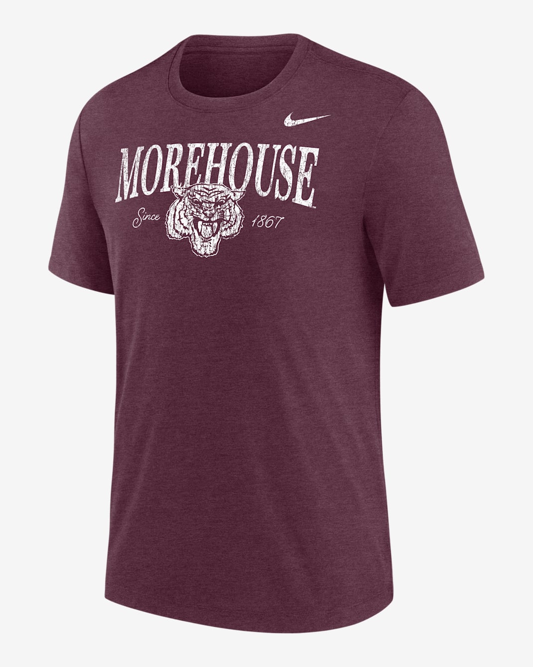 Nike College (Morehouse College) Men's Tri-Blend Short-Sleeve T-Shirt - Deep Maroon Heather