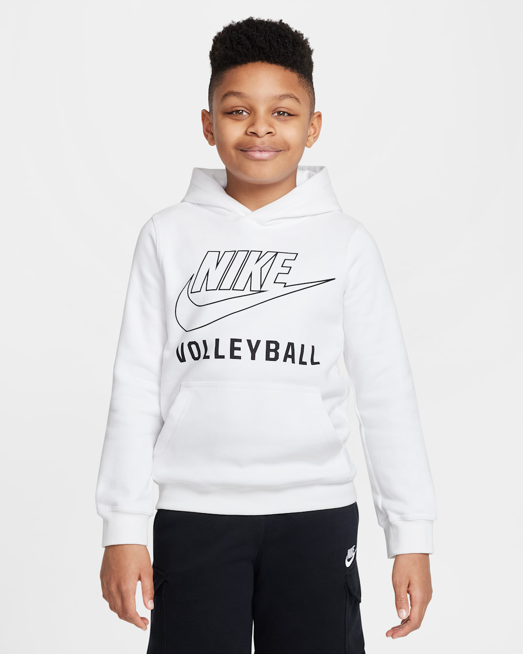 Sudadera con gorro sin cierre de vóleibol para niños talla grande Nike - Blanco