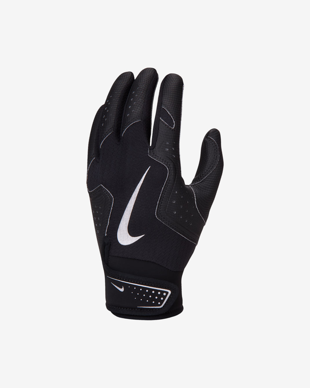 Nike Alpha 2.0 Kids' Baseball Batting Glove - Black/Black/Metallic Silver
