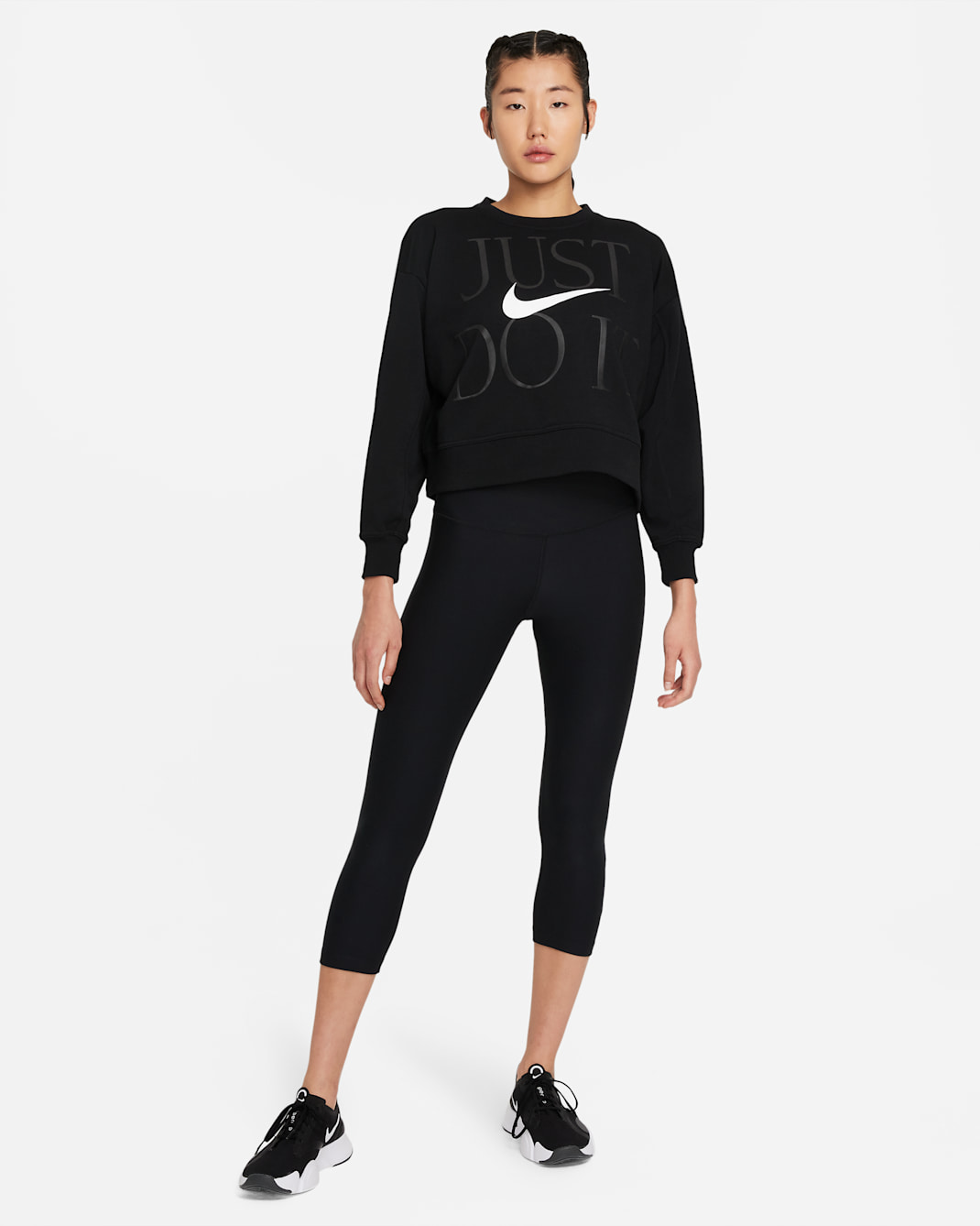Nike Dri-FIT Get Fit Women’s Training Crew - Black/White