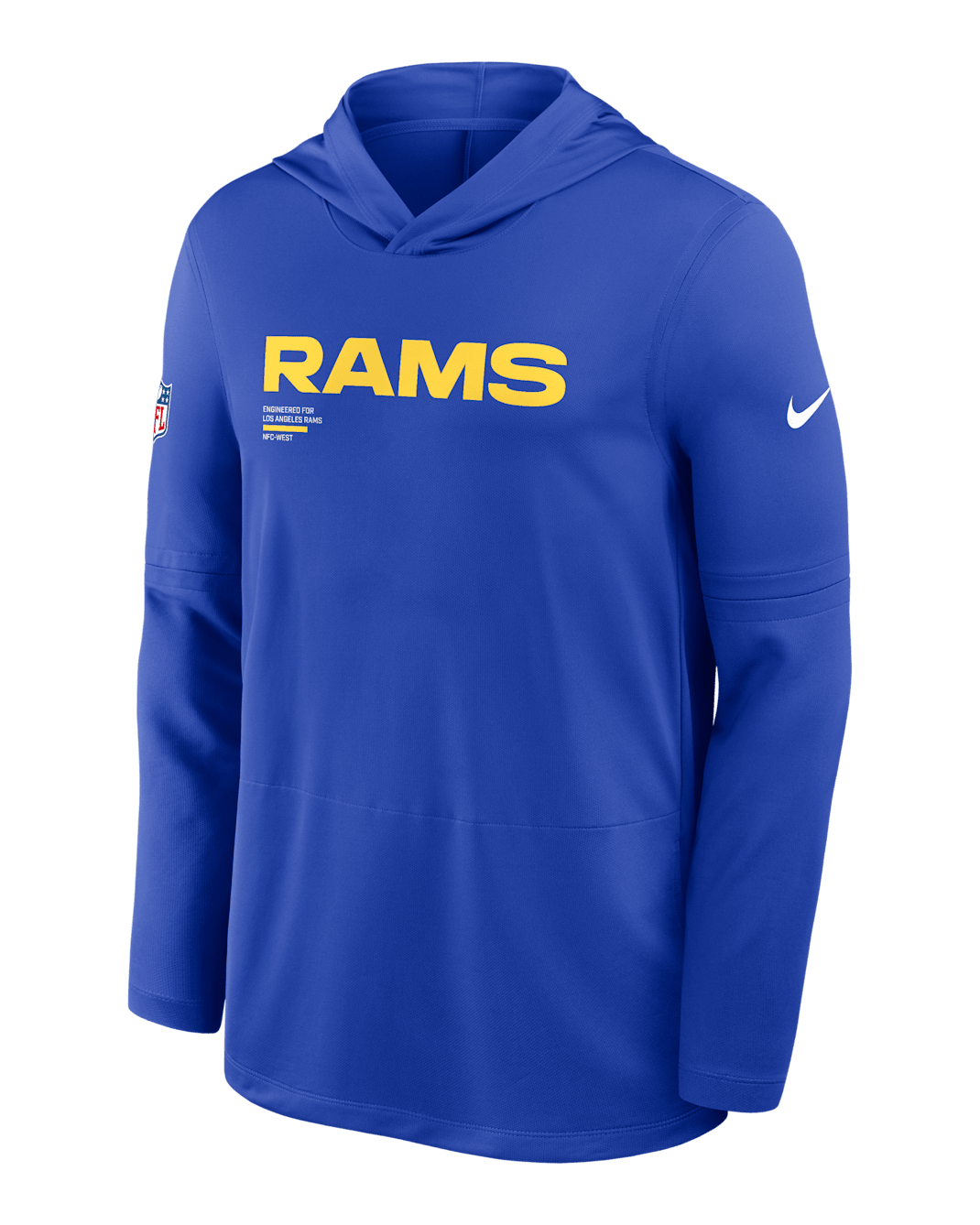 Los Angeles Rams Pure Fury Sideline Men's Nike Dri-FIT NFL Long-Sleeve Hooded Top - Royal