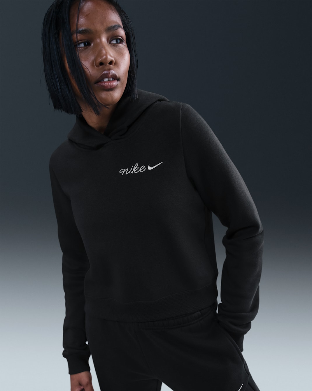 Nike Sportswear Phoenix Fleece Women's Shrunken Hoodie - Black