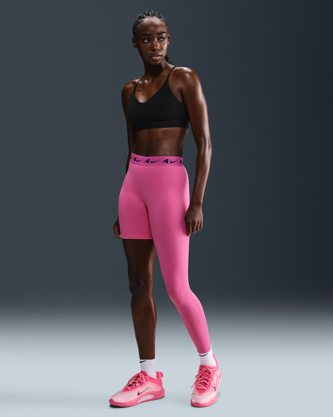 A'ja Wilson Women's A'symmetric Mid-Rise Single-Leg Basketball Leggings - Pinksicle