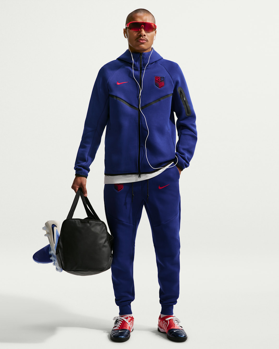Joggers de fútbol Nike de la selección nacional de fútbol masculino de Estados Unidos Tech Fleece para hombre - Azul royal intenso/Rojo reto