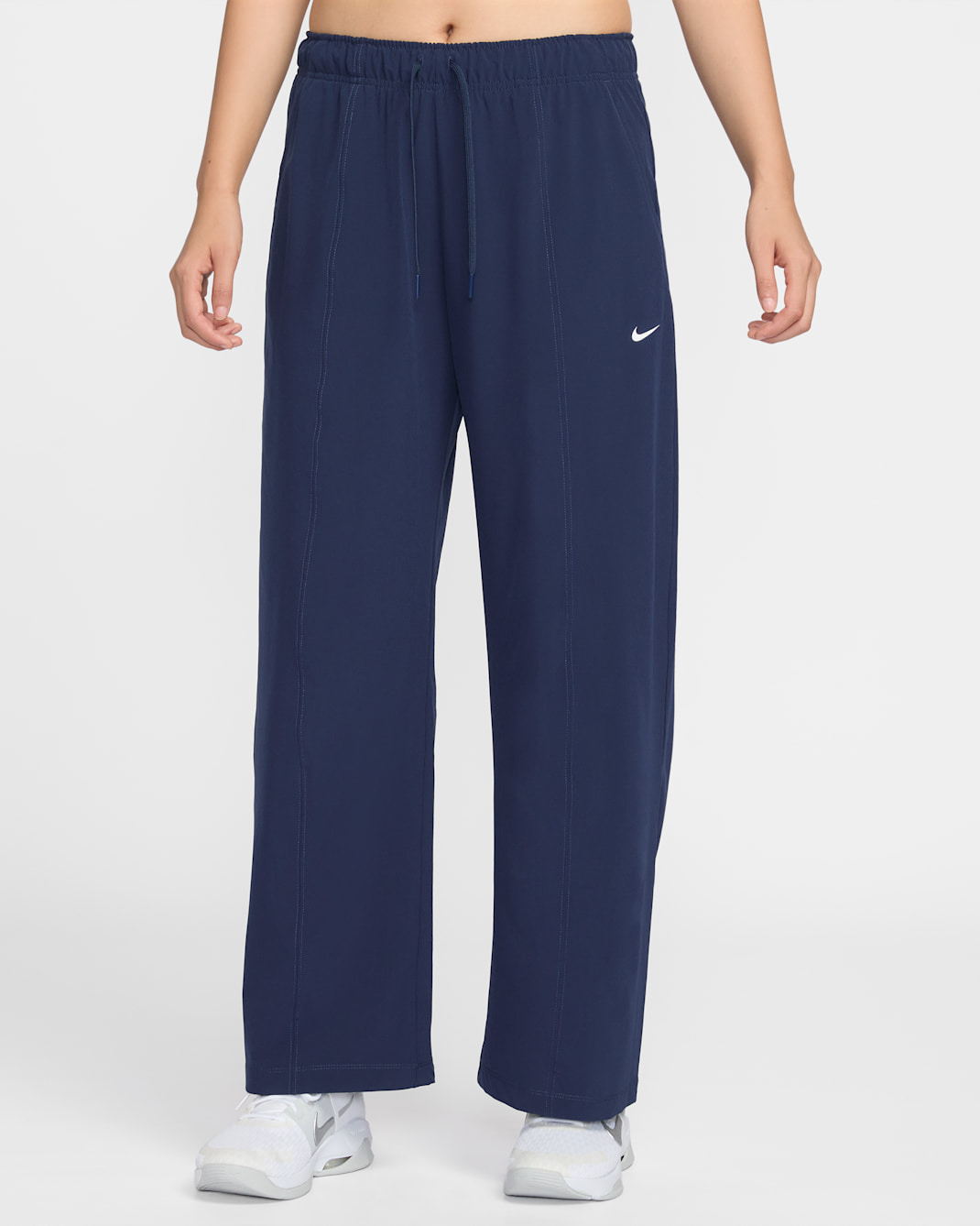 나이키 원 여성 드라이 핏 우븐 와이드 레그 팬츠 - 미드나이트 네이비/화이트