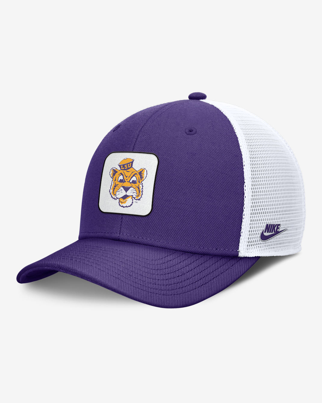 Gorra de rejilla universitaria Nike ajustable para hombre LSU Tigers Legacy Rise Mascot - Blanco