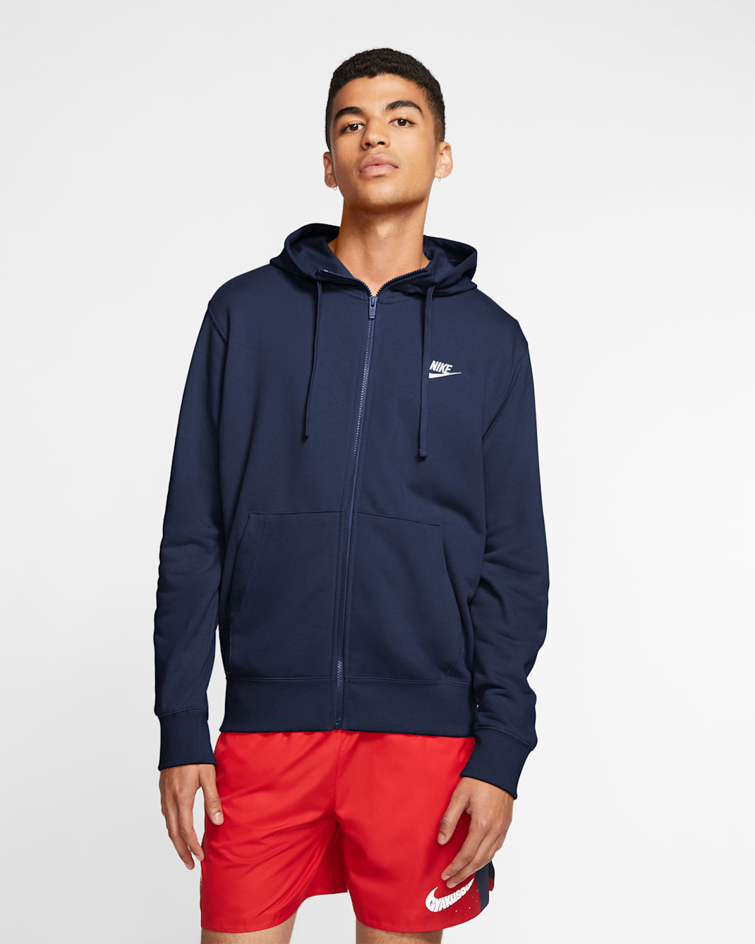 Nike Sportswear Club Men's Full-Zip Hoodie - Midnight Navy/Midnight Navy/White