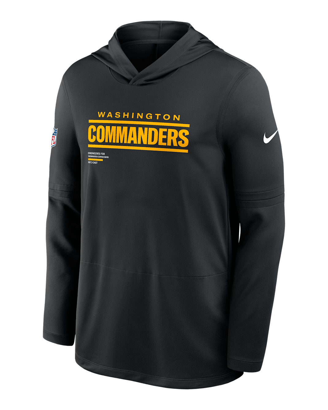 Washington Commanders Pure Fury Sideline Men's Nike Dri-FIT NFL Long-Sleeve Hooded Top - Black