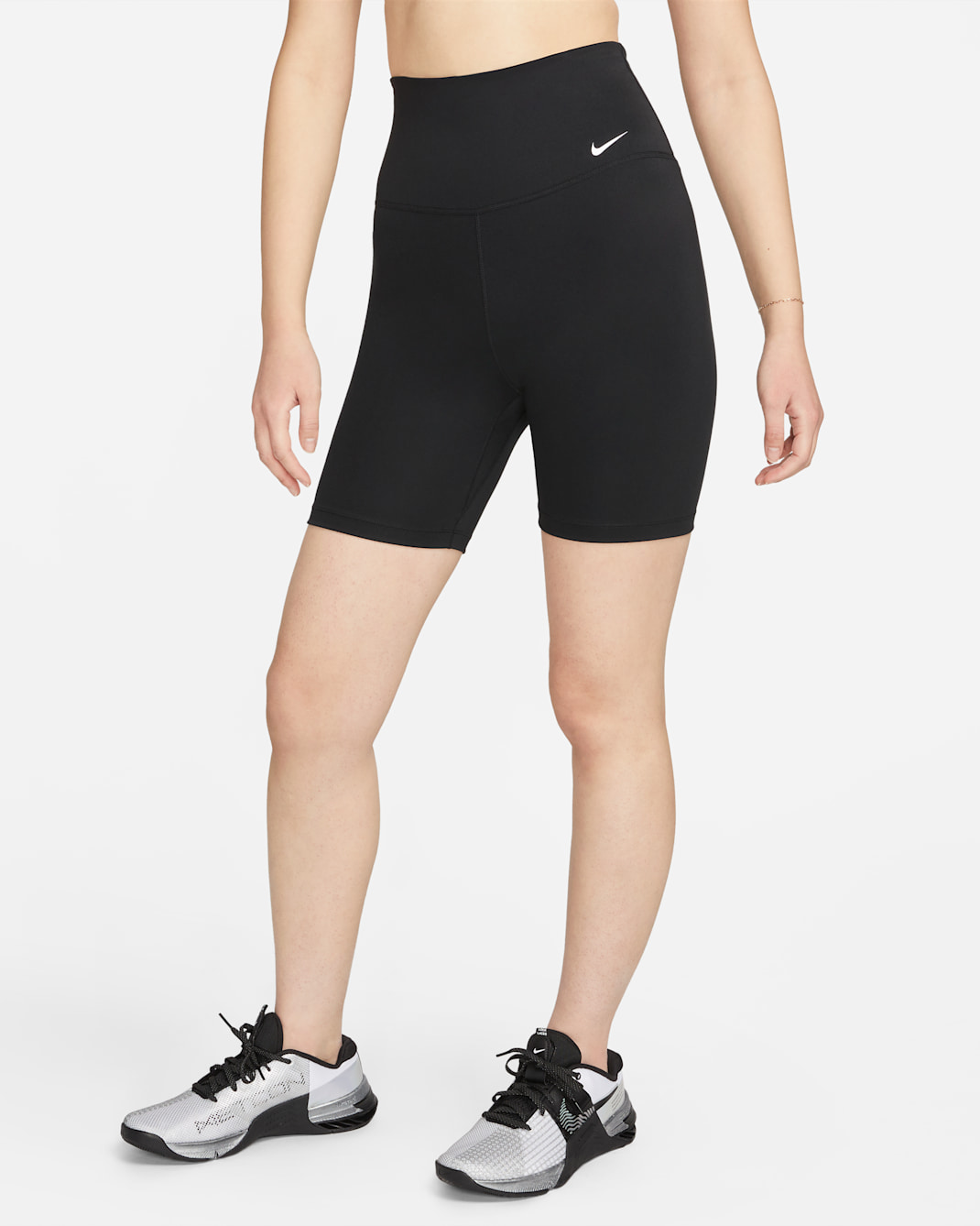 Nike Dri-FIT One Women's High-Waisted 18cm (approx.) Biker Shorts - Black/White