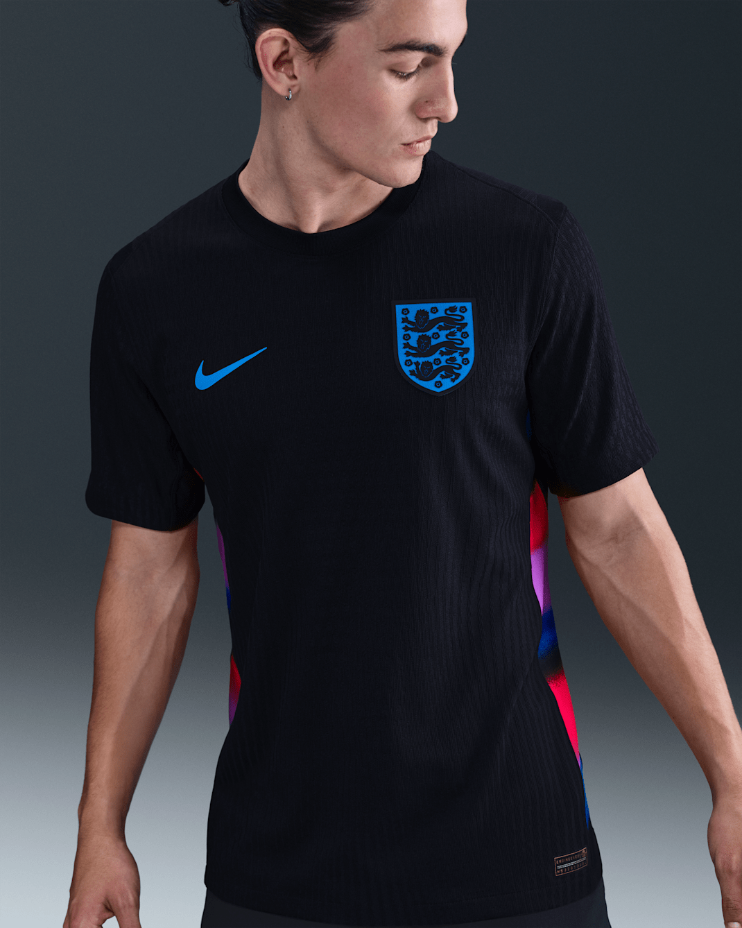 England 2025 Match Away (Women's Team) Men's Nike Dri-FIT ADV Football Authentic Shirt - Black/Light Photo Blue