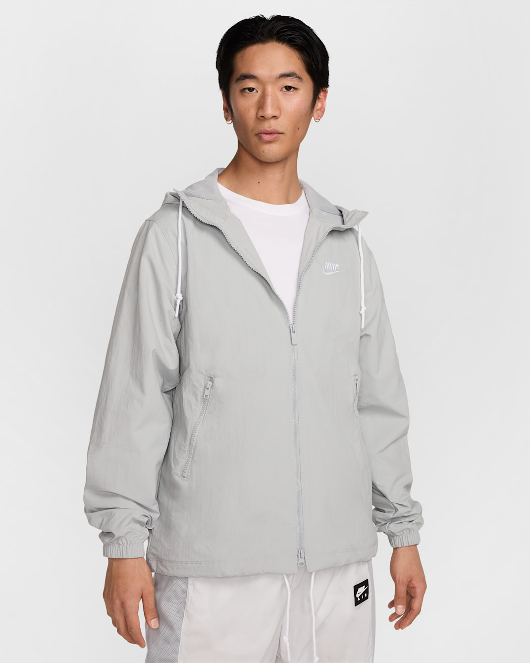 Nike Club Men's Full-Zip Woven Jacket - Light Smoke Grey/White