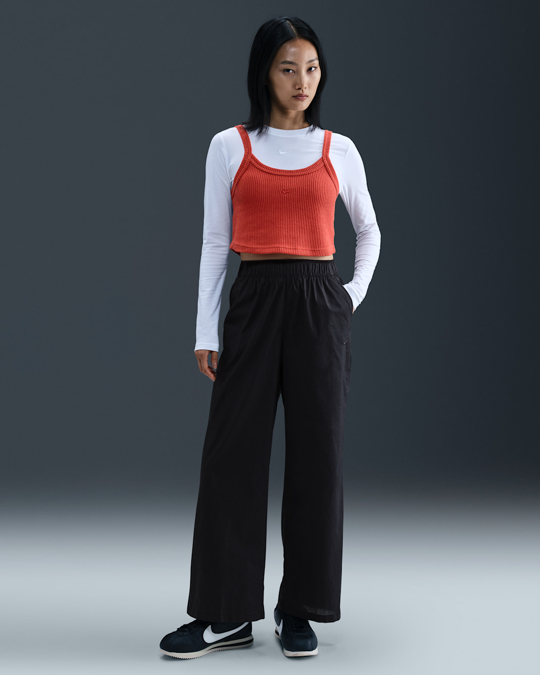 Nike Sportswear Chill Poplin Women's High-Waisted Loose Open-Hem Trousers - Black/Black