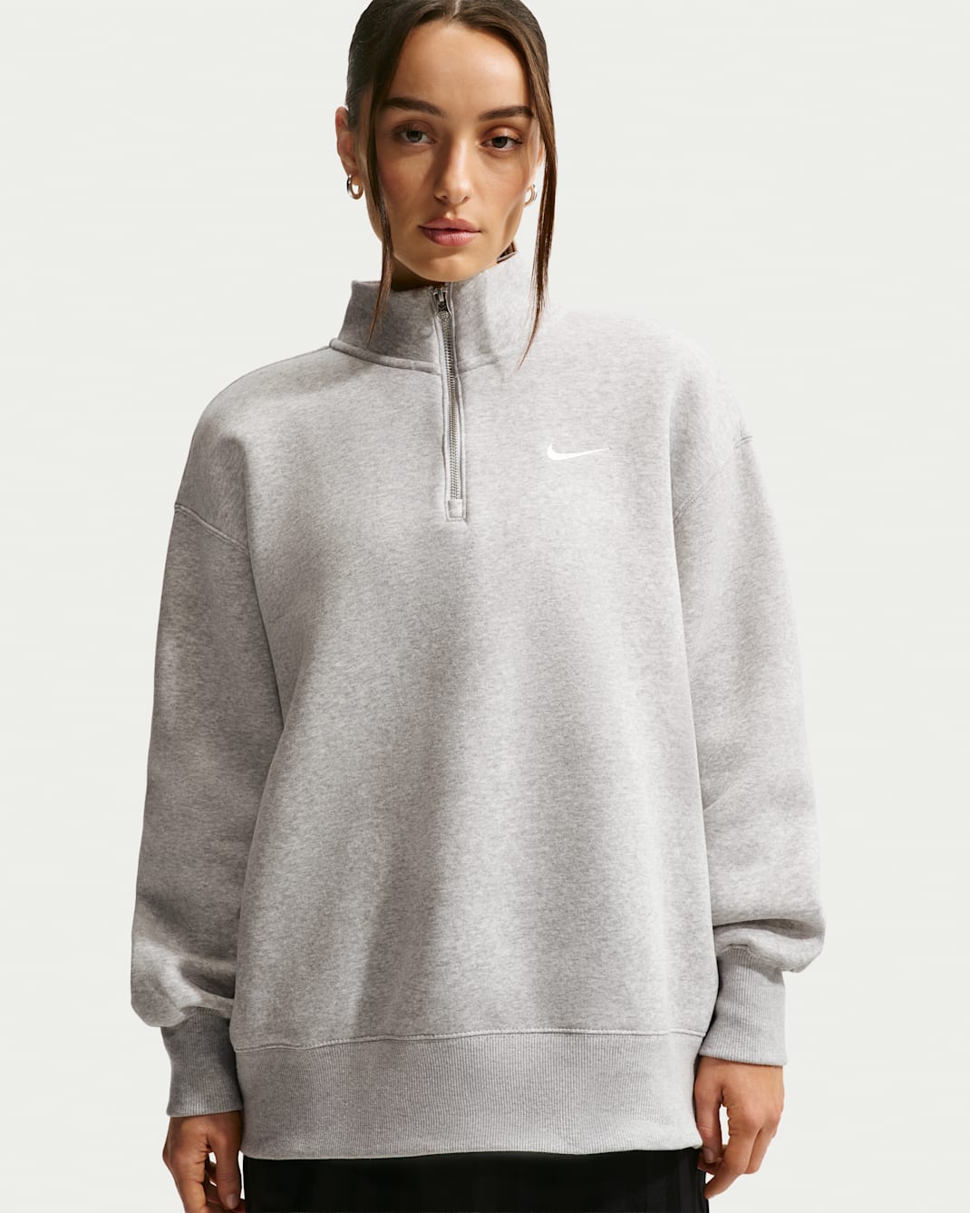 Sudadera oversized con cierre de 1/4 para mujer Nike Sportswear Phoenix Fleece - Platino puro/Jaspeado/Vela