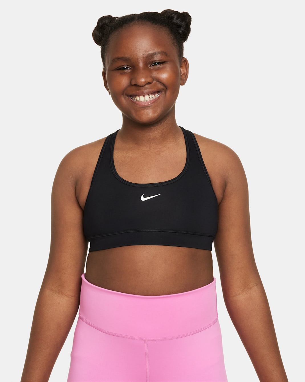 Nike Swoosh sport-bh voor meisjes (ruimere maten) - Zwart/Wit