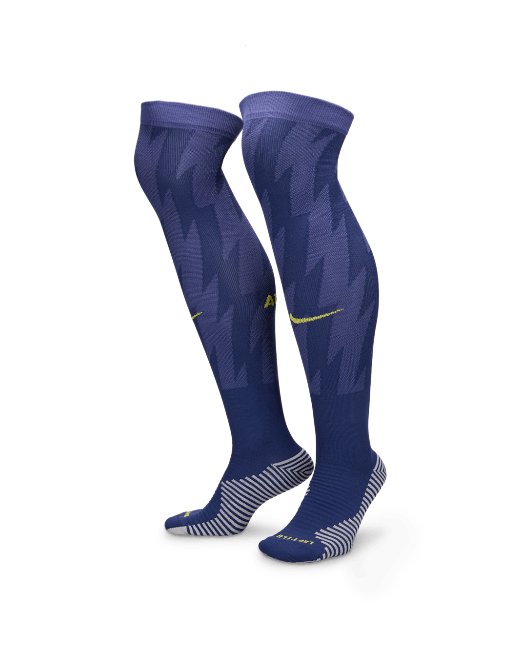 Chaussettes de foot montantes Nike Dri-FIT Atlético Madrid Strike Extérieur - Binary Blue/Dark Purple Dust/Vibrant Yellow