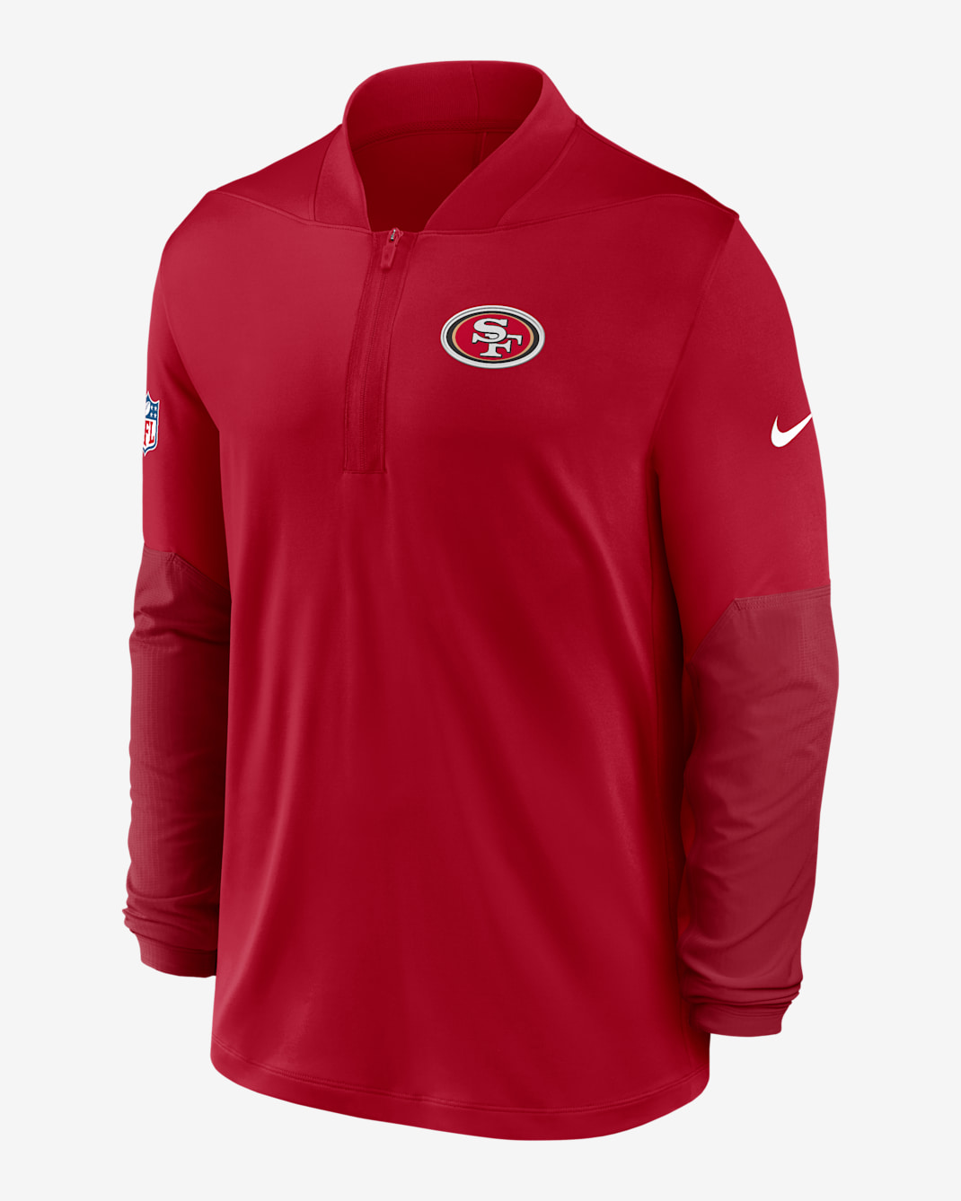 Playera Nike Dri-FIT de la NFL de medio cierre para hombre San Francisco 49ers Feel the Pressure - Rojo