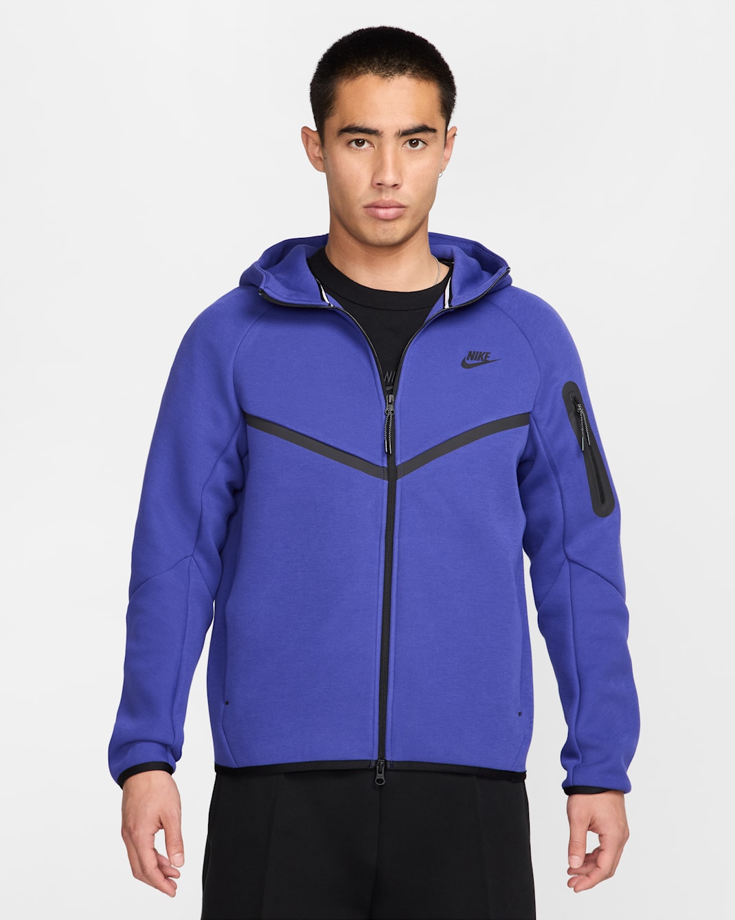 Chamarra Windrunner de tejido Fleece de cierre completo para hombre Nike Tech - Noche intenso/Negro