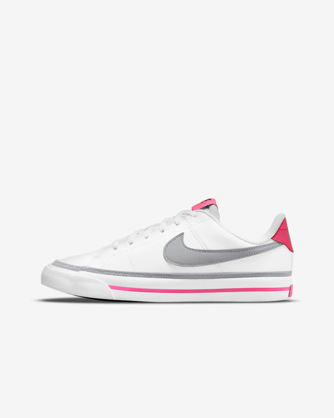 NikeCourt Legacy Older Kids' Shoes - White/Pink Prime/Kumquat/Light Smoke Grey