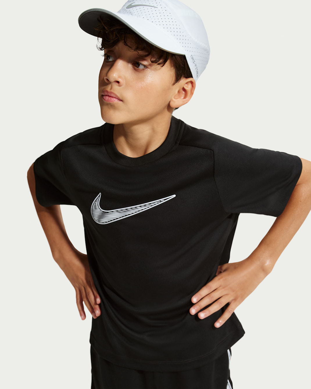 Nike Multi Older Kids' (Boys') Dri-FIT Short-Sleeve Training Top - Black/White