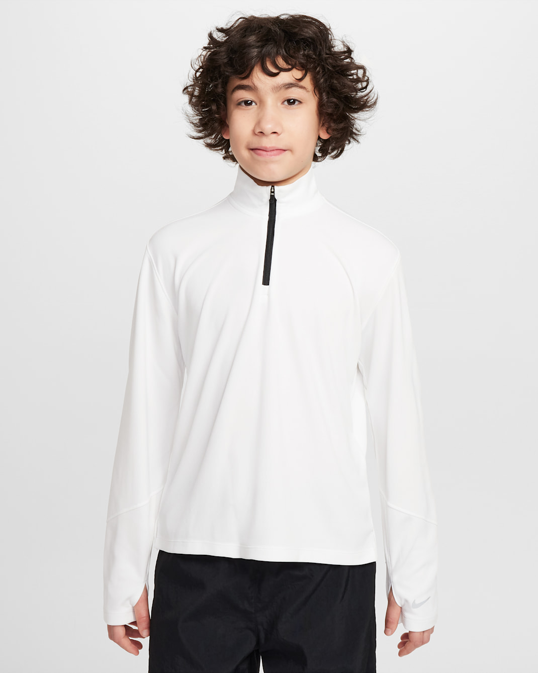 Playera de medio cierre de manga larga Dri-FIT con protección UV para niño talla grande Nike Multi - Blanco