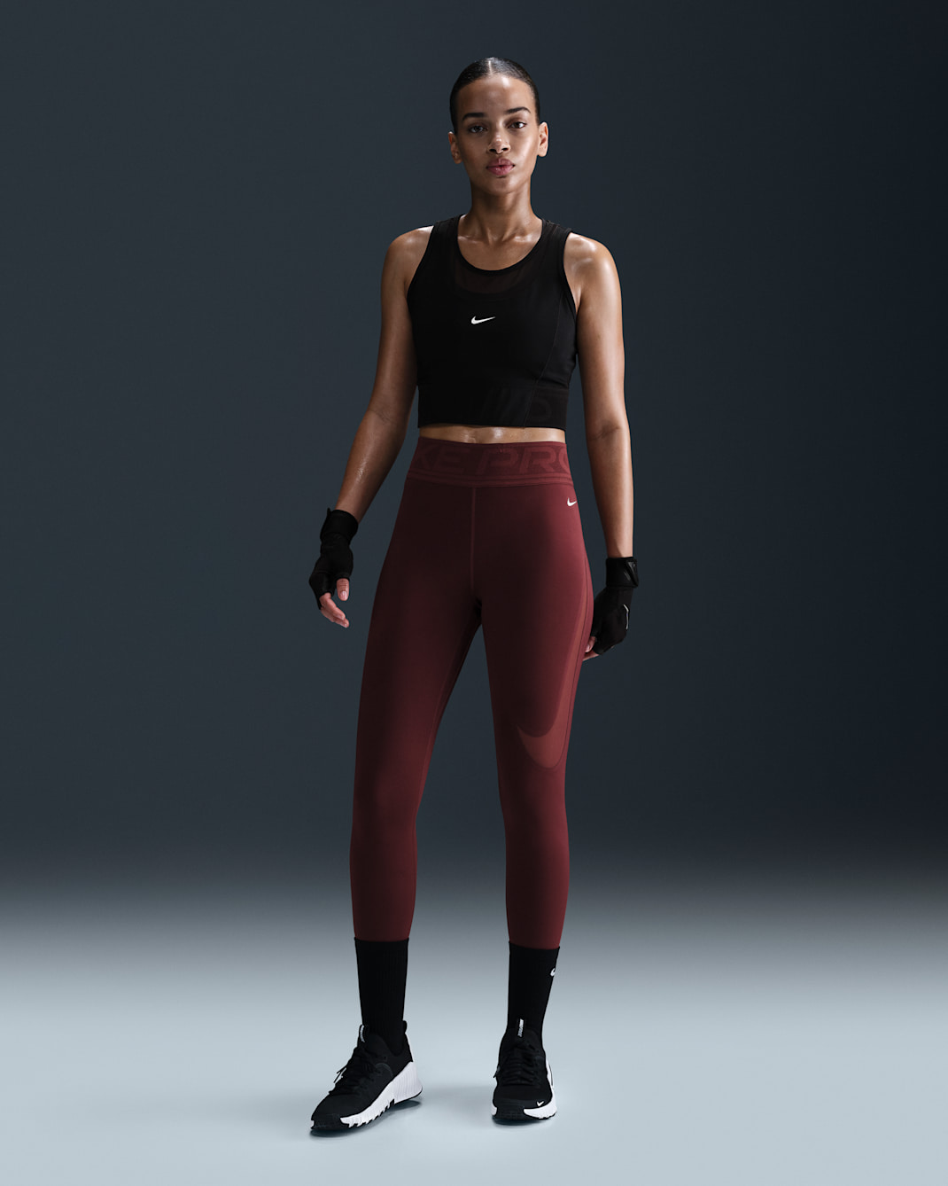 Leggings de tiro alto de largo completo para mujer Nike One Pro Sculpt - Rojo team oscuro/Blanco