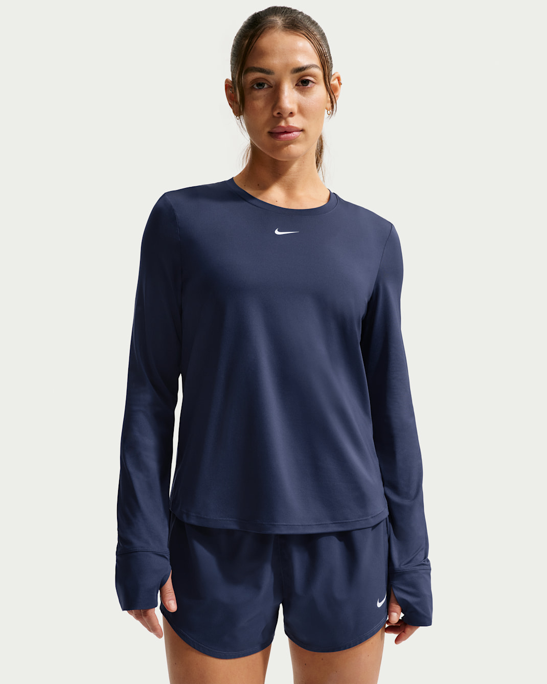 Nike One Classic Women's Dri-FIT Long-Sleeve Top - Midnight Navy/White