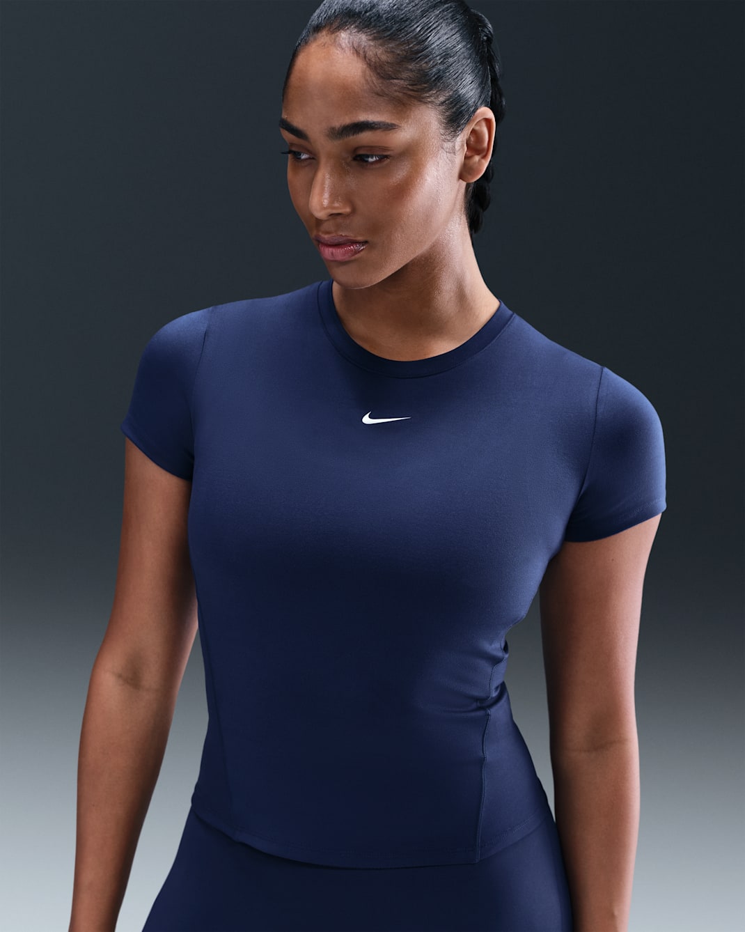 Nike One Women's Short-Sleeve Top - Midnight Navy/White