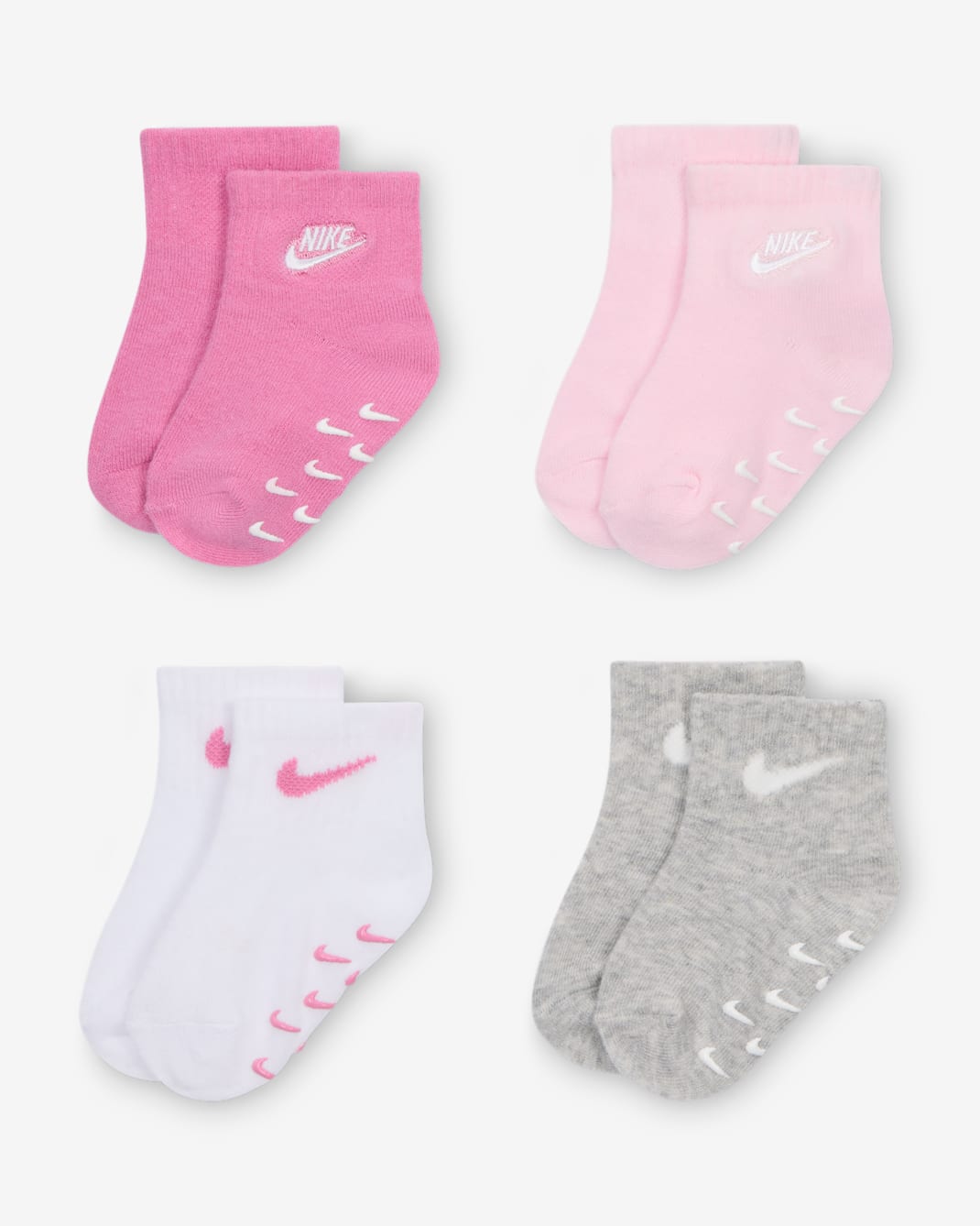 Nike Baby (3-6M) Logo Gripper Socks (4 Pairs) - Magic Flamingo