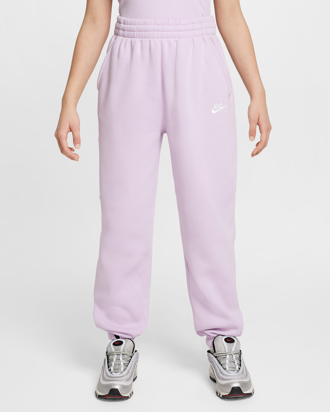 Pants holgados para niños talla grande Nike Sportswear Club Fleece - Muñeca/Muñeca/Blanco