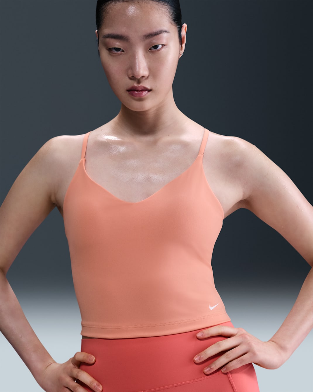 Nike Indy Women's Light-Support Padded Sports Bra Tank - Apricot Agate/White