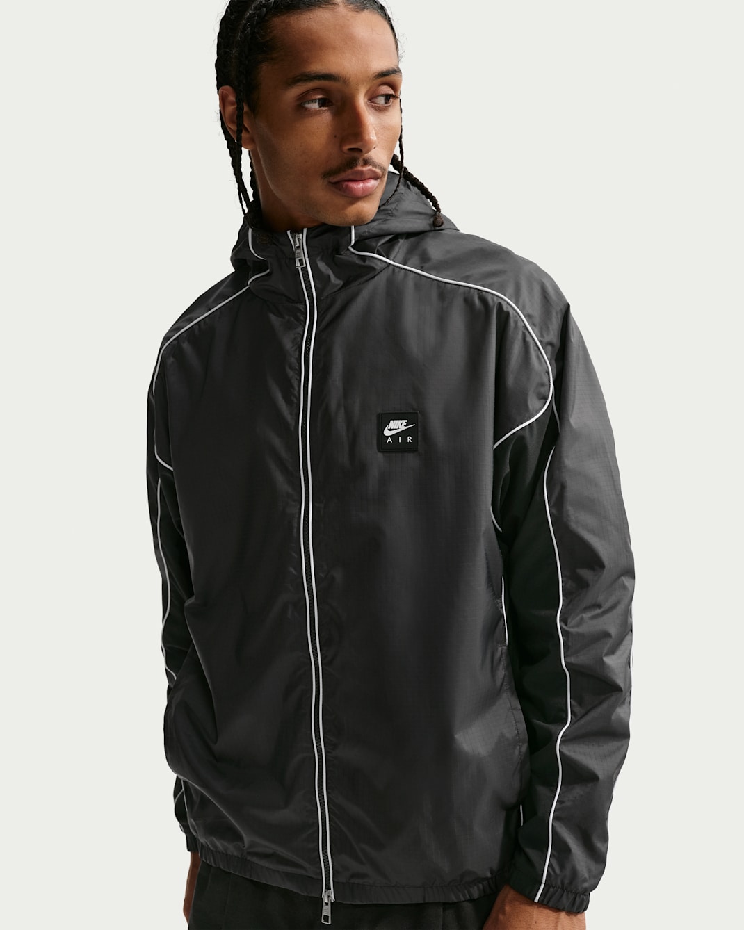 Nike Air Men's Full-Zip Hybrid Utility Jacket - Black/Black/White