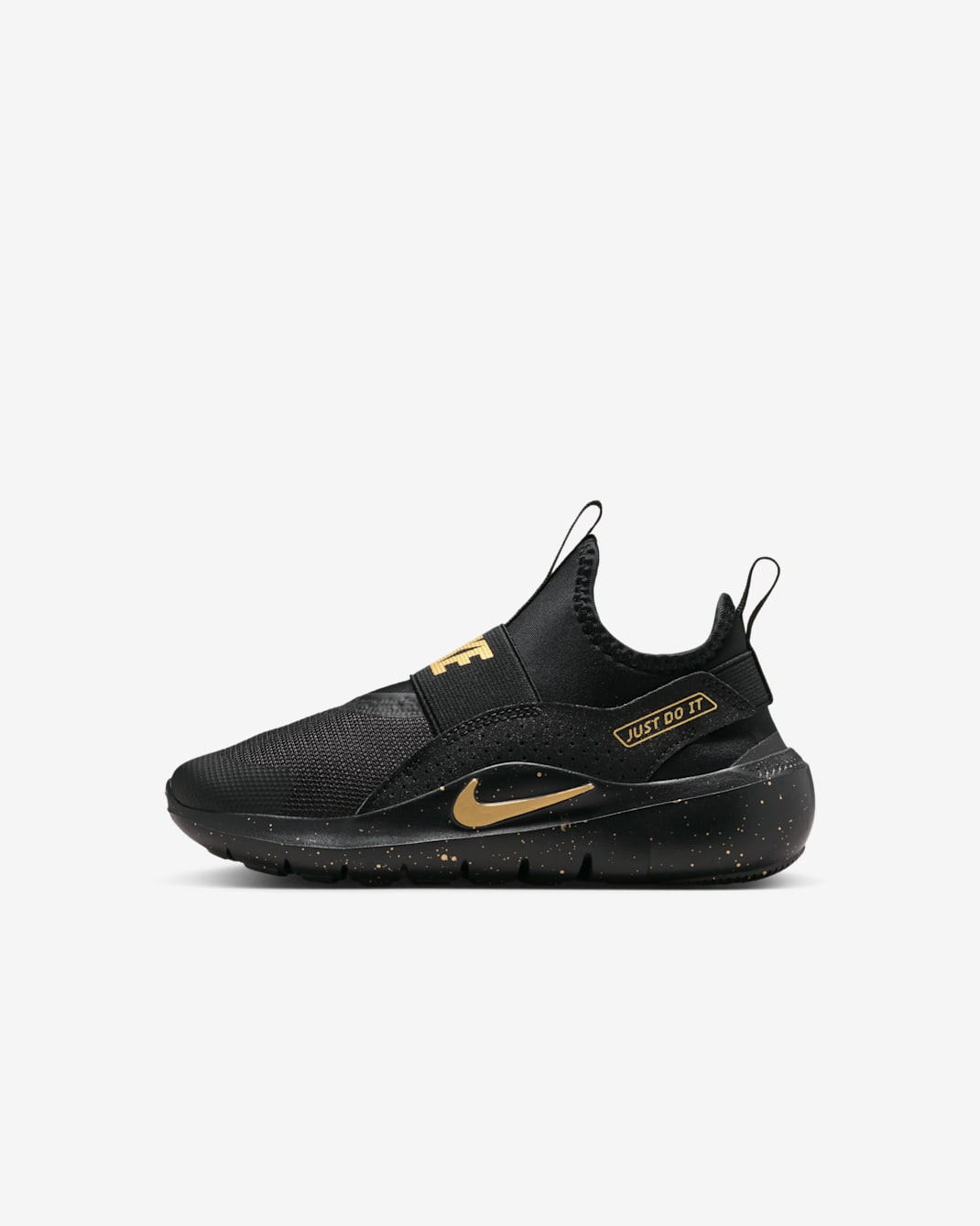 Nike Flex Runner 4-sko til mindre børn - sort/sort/Metallic Gold