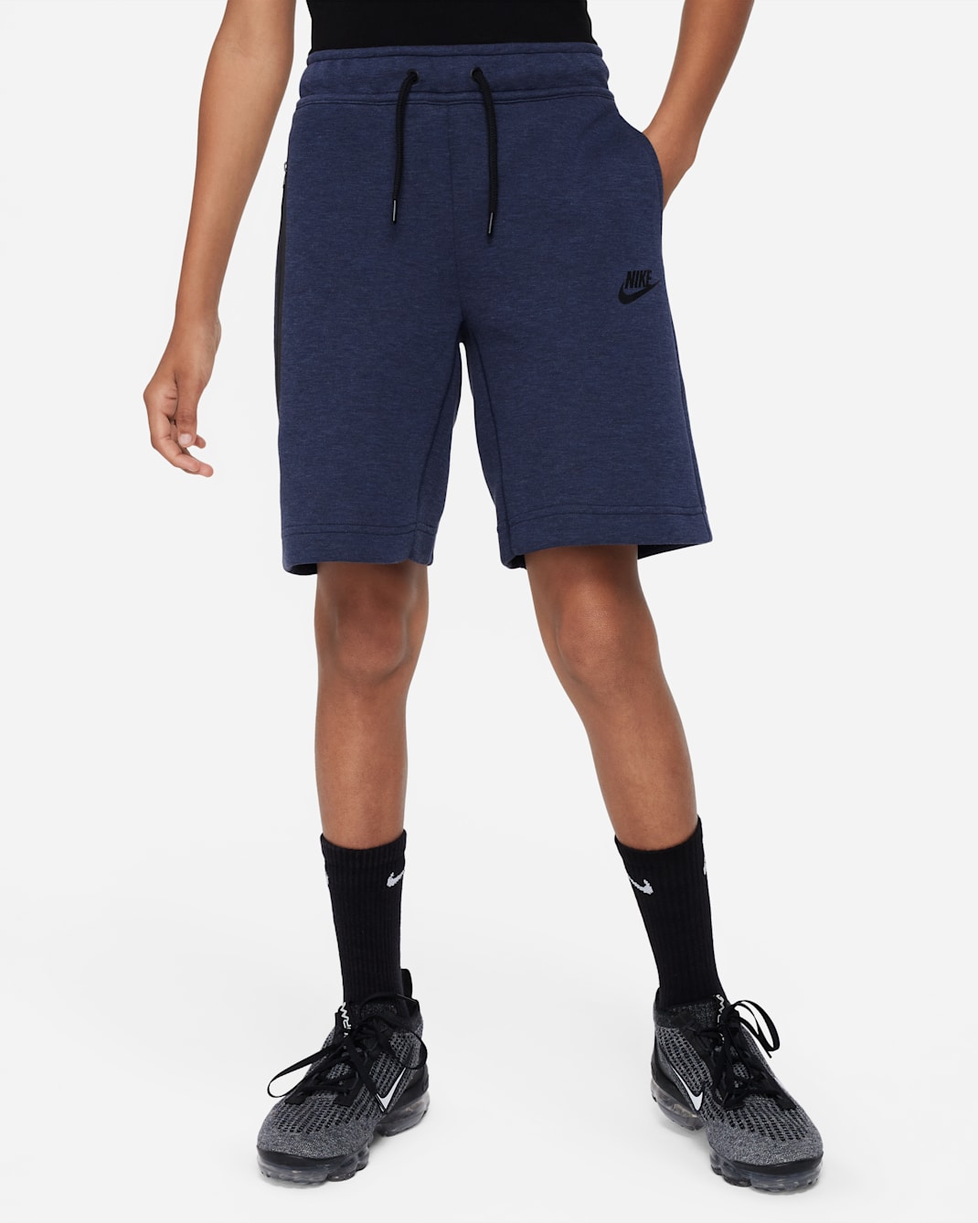 Nike Tech Fleece Big Kids' (Boys') Shorts - Obsidian Heather/Black/Black