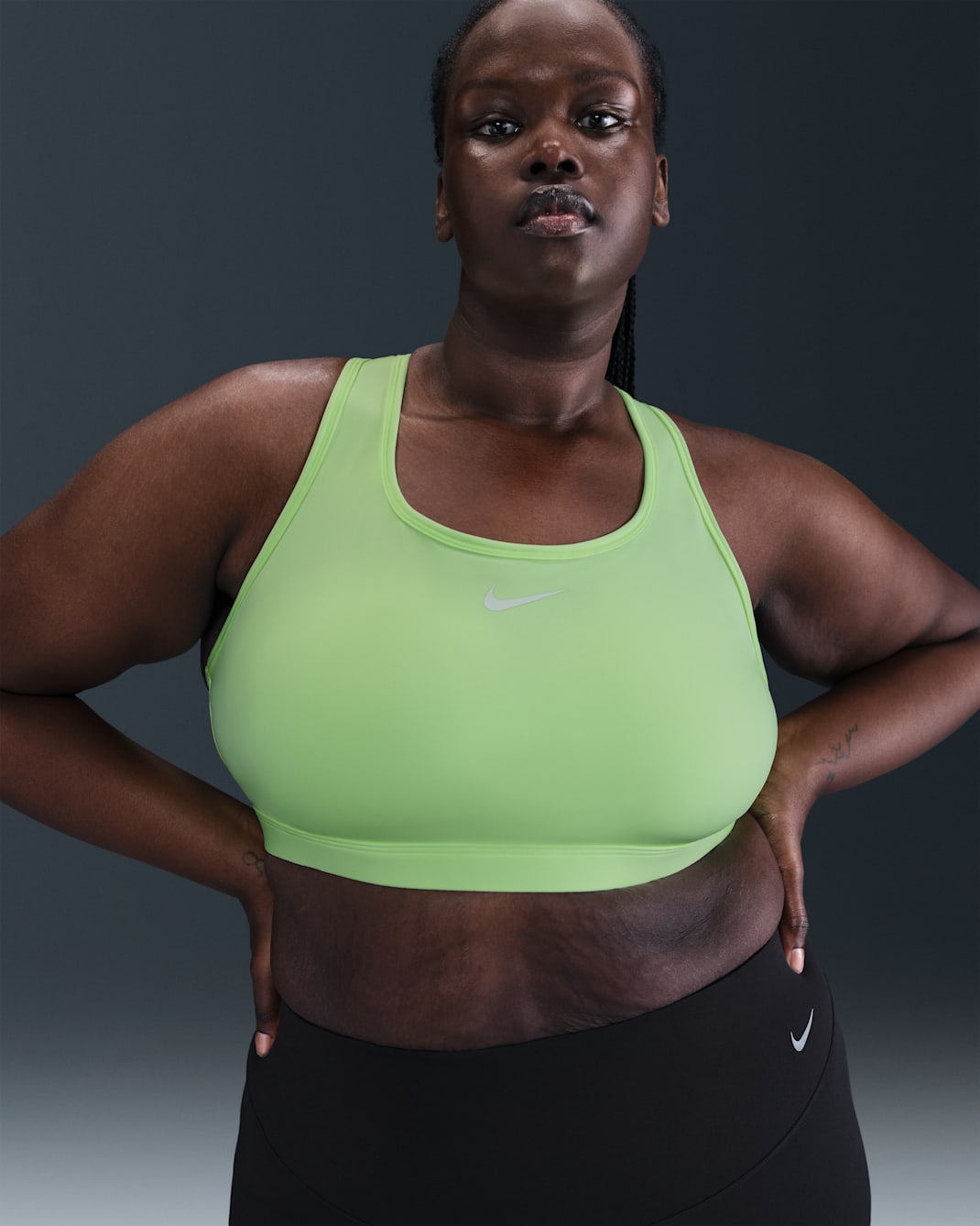 Nike Swoosh Medium Support Women's Padded Sports Bra (Plus Size) - Barely Volt/White