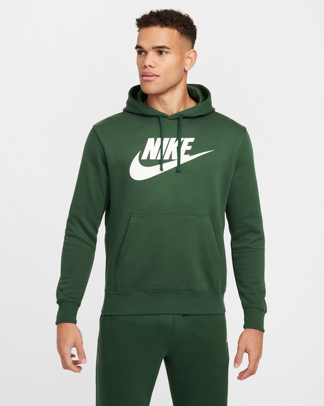 Nike Sportswear Club Fleece Men's Graphic Pullover Hoodie - Fir/Fir/White